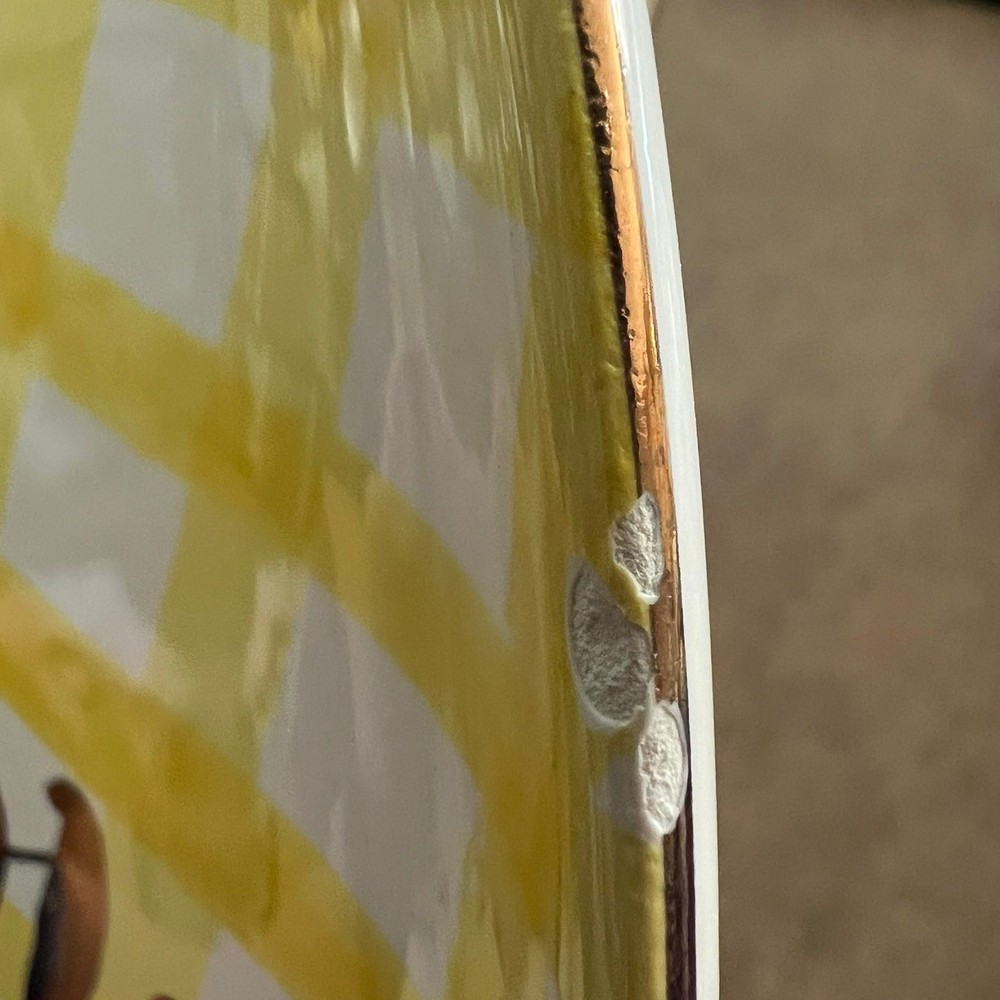 Arlington Designs Easter Egg Platter Yellow Gingham Gold Fair Happy Easter Decor