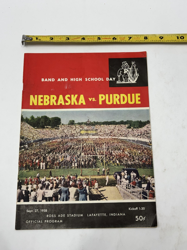 1958 Nebraska Vs. Purdue football program NCAA