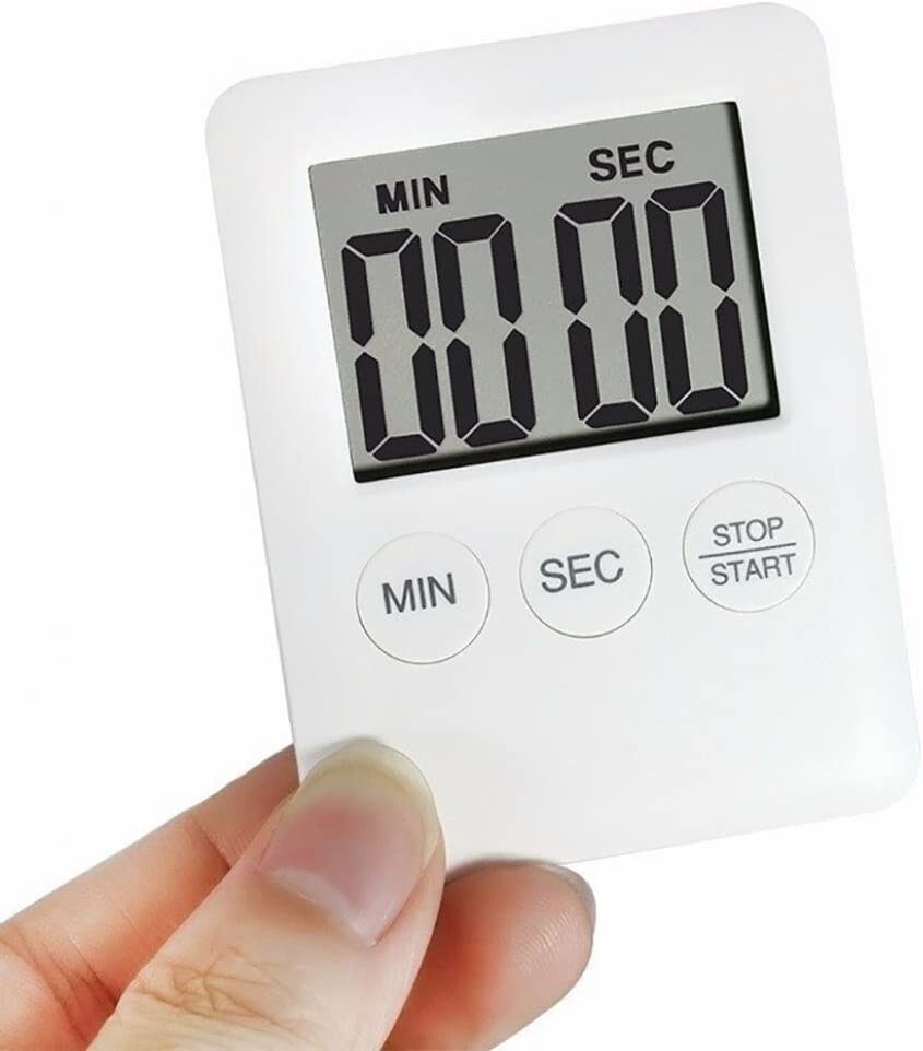Magnetic Square LCD Digital Timer Kitchen Cooking Countdown Alarm -White
