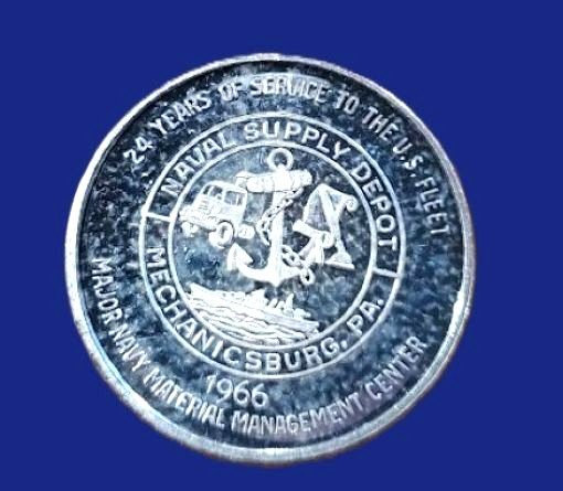 1966 MECHANICSBURG PA 999 SILVER MEDAL ~ PEACE CHURCH & NAVAL SUPPLY DEPOT