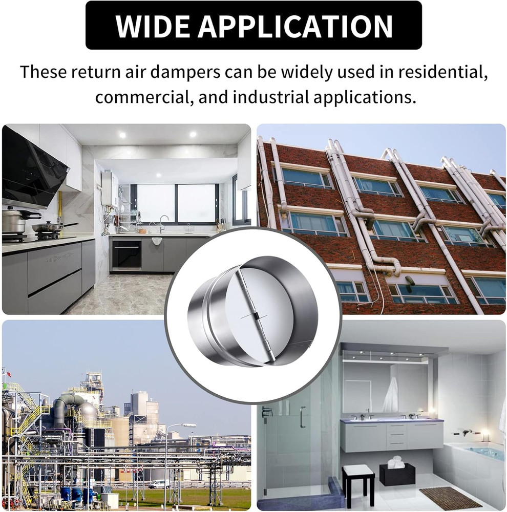 4 Inch Backdraft Damper Back Draft Vent Duct Shutter Blocker, Backflow Ducting