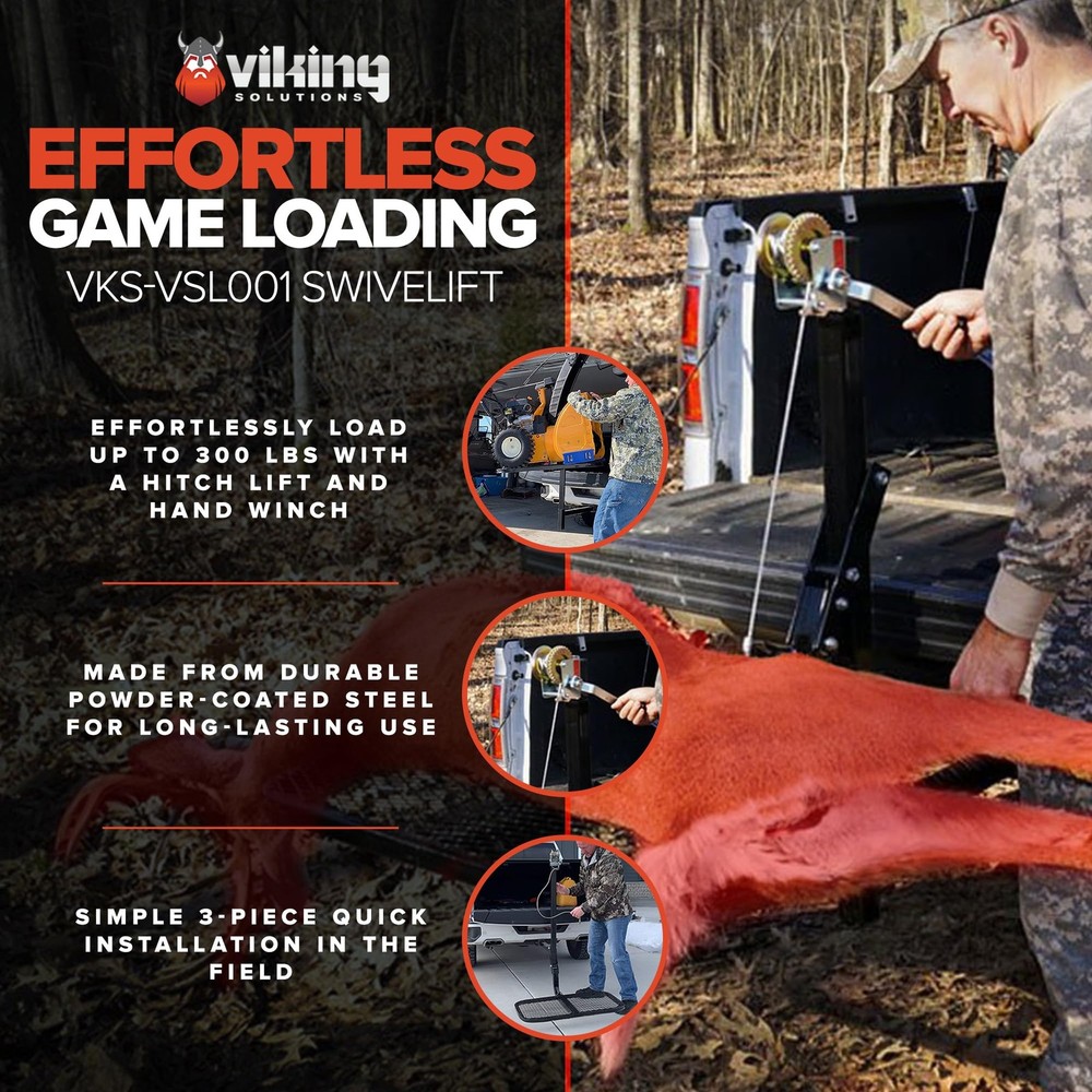 Durable Lightweight Foldable Big Game Hitch-Mounted Lifting System