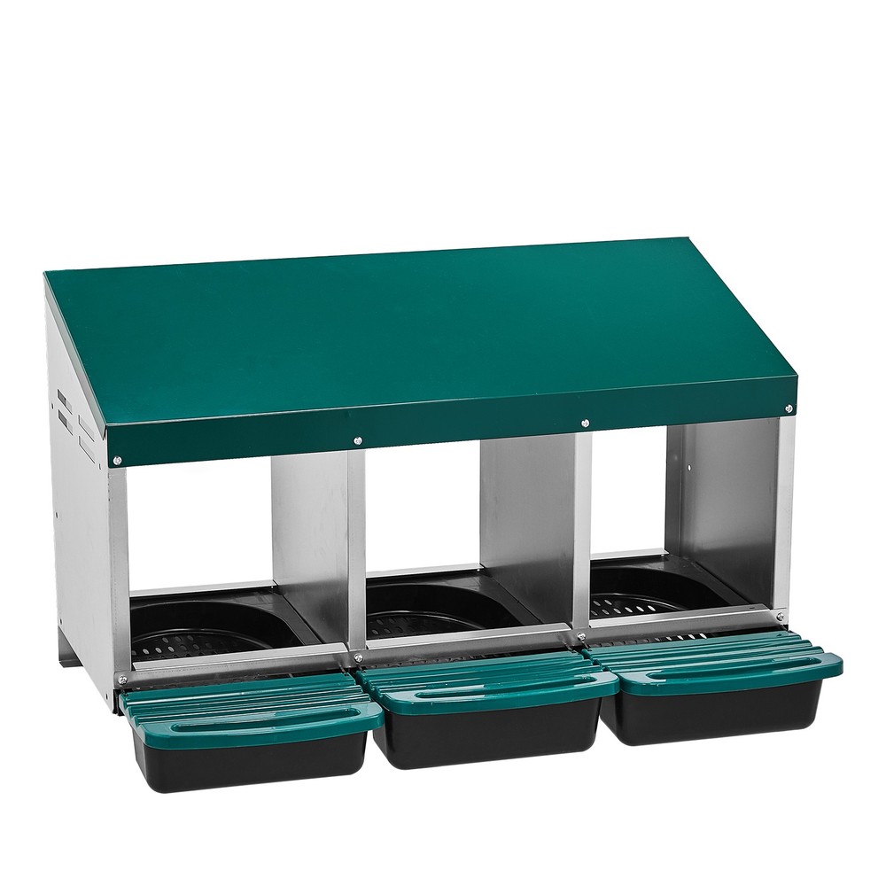 3 Compartment Green Wall Mount Chicken Nesting Box,Easy Egg Collection&Cleanable