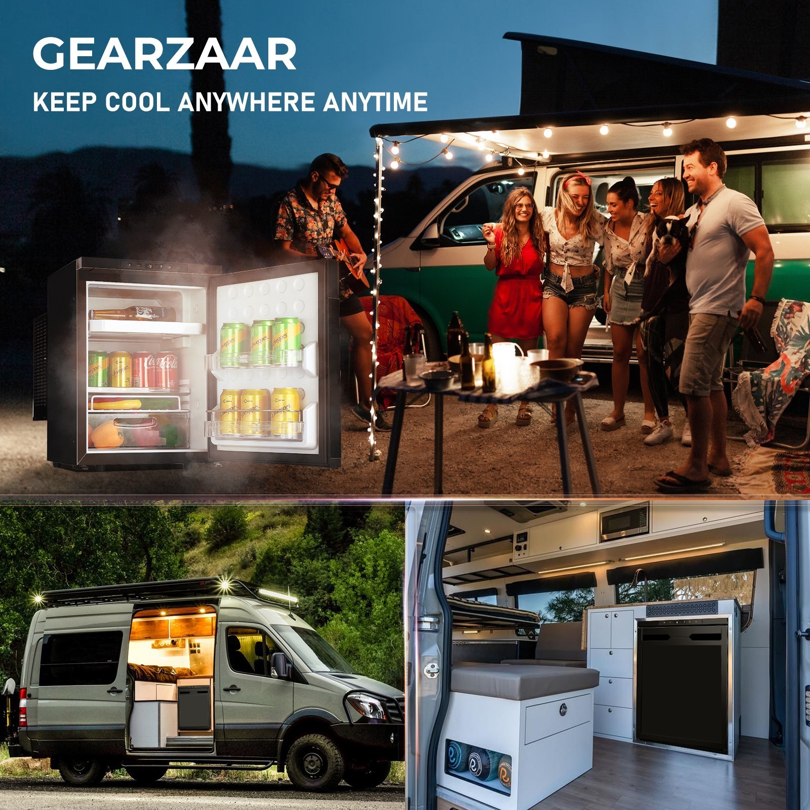 12V/24V 110V APP Camper Refrigerator Truck RV Refrigerator with Freezer 1.4cu ft