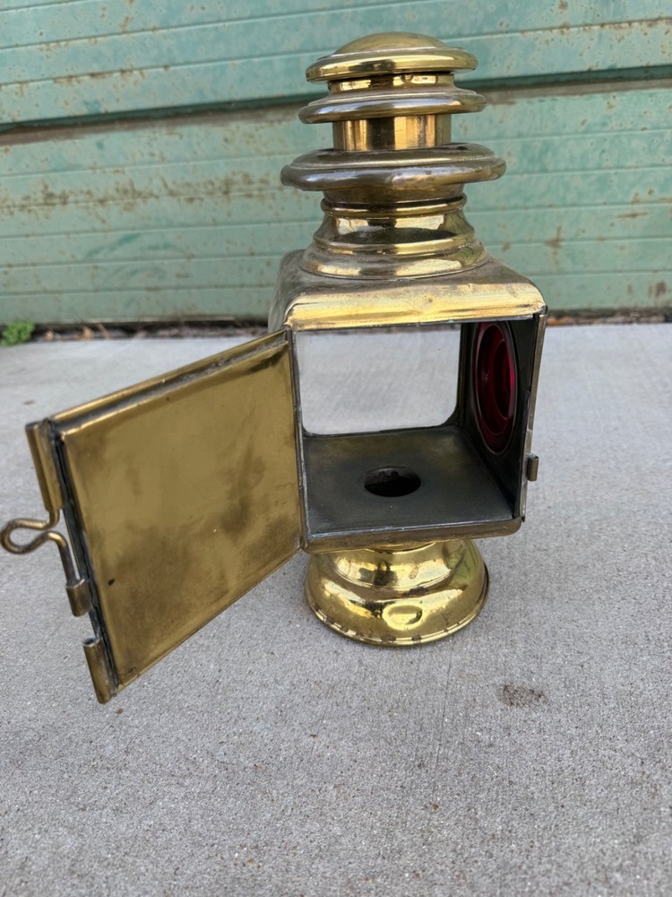 #837 ANTIQUE AUTO CARRIGE SOLID BRASS LANTERN - "GRAY & DAVIS"