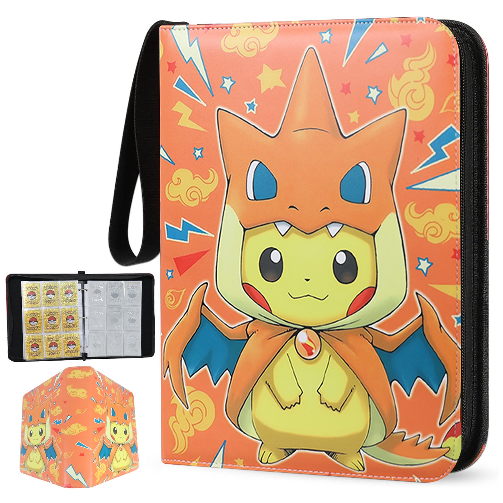 900 Cards Pocket Binder 9 Pocket Game Sport Trading Cards Album Folder - Pikachu