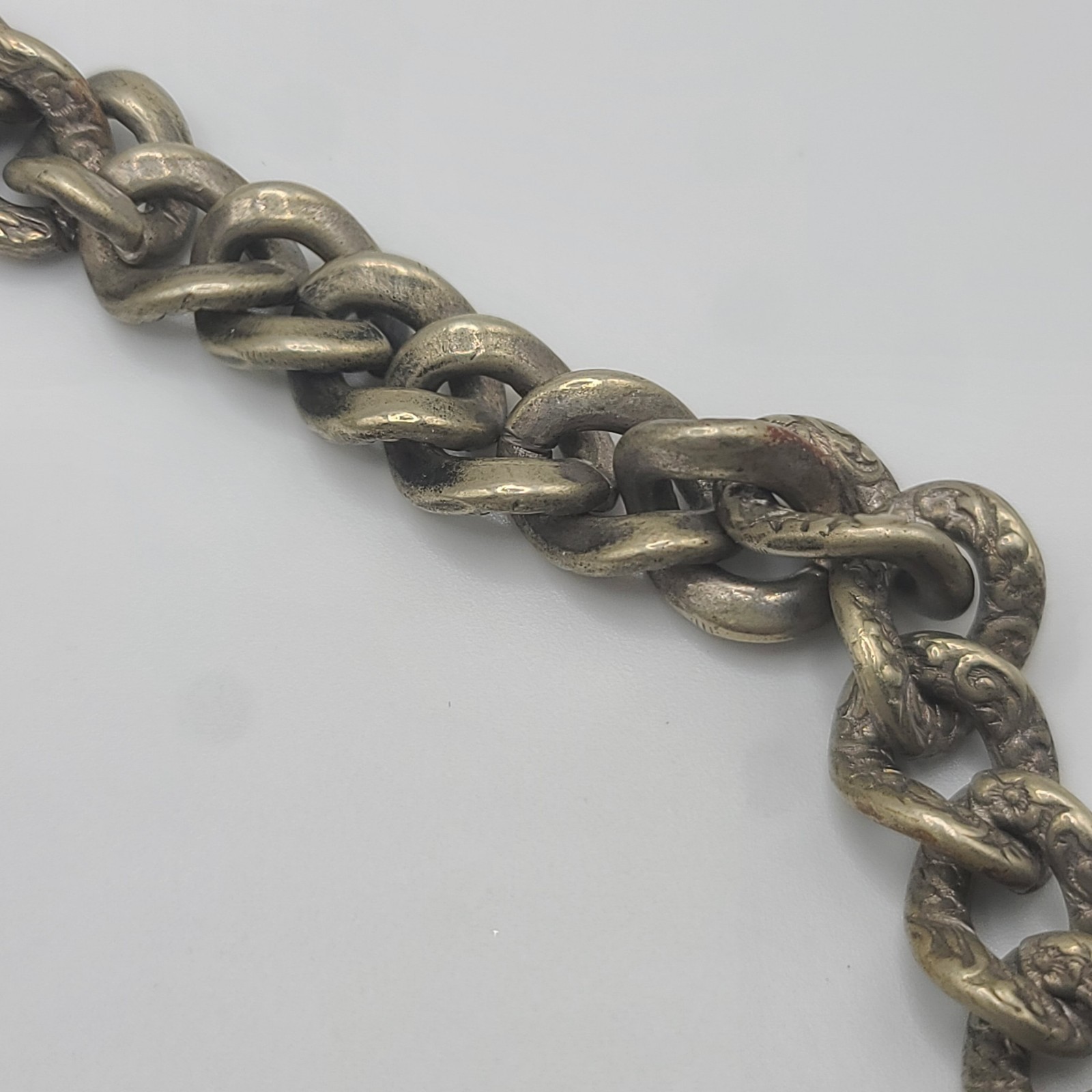 Vintage Slider Watch Chain Fob Gold Stone Fringe Silver Tone HEAVY NICE