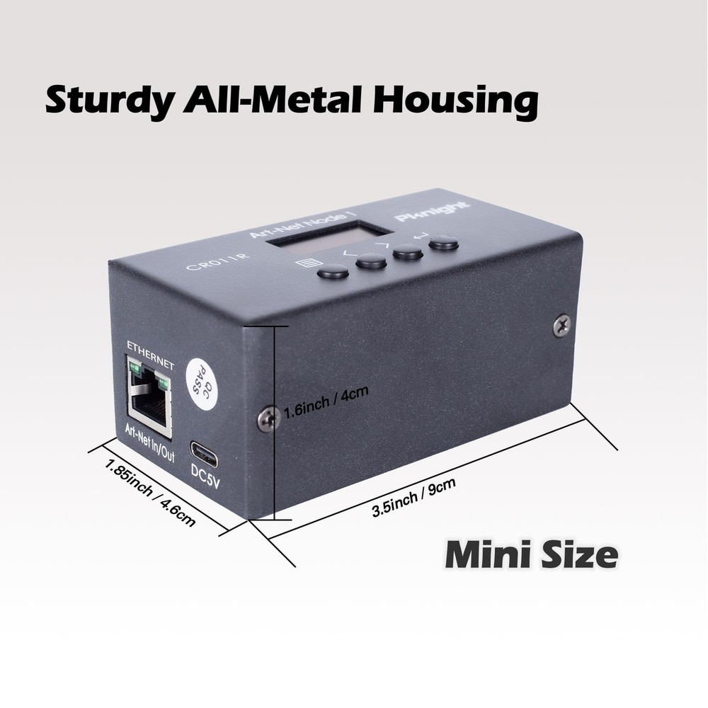ArtNet DMX Ethernet Lighting Controller Interface, 3-Pin XLR, 1-Universe Bi-d...