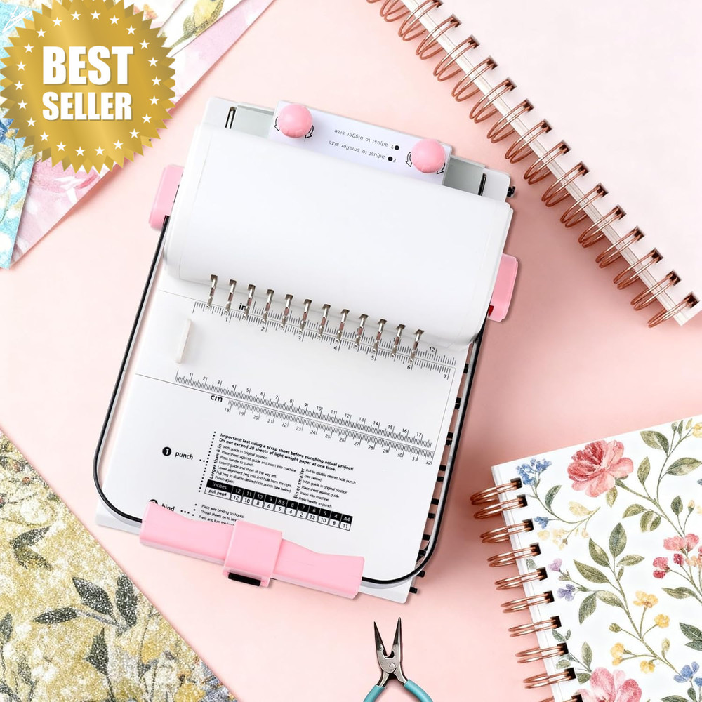 Binding Machine Spiral Coil Wire Book Binder Slide Ruler Office Notebook Punch