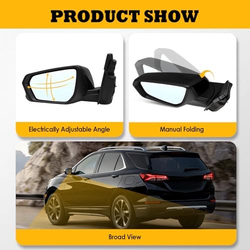 Driver Side Mirror Assembly Compatible with 2018-2024 Equinox Terrain Left