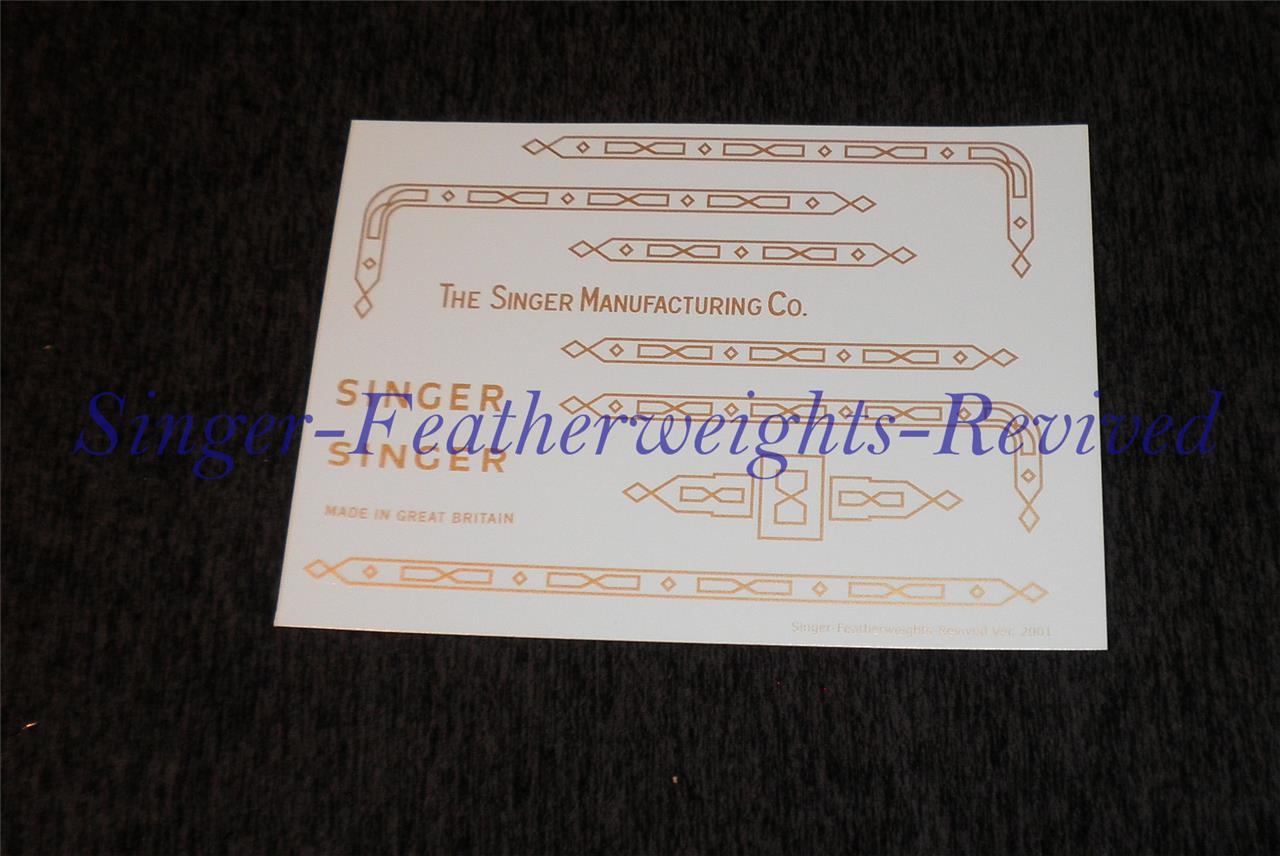SINGER FEATHERWEIGHT GOLD METALLIC ***PRE TRIMMED*** DECAL SET FOR 221K - 222 K
