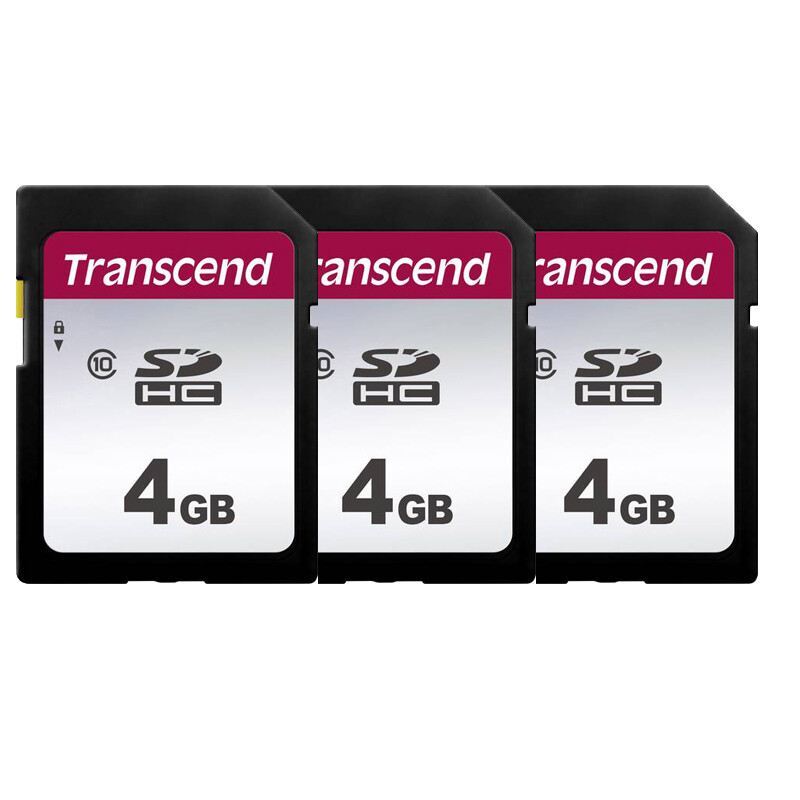3 Pack Transcend 4GB SDHC Secure Digital Class 10 Memory Card, TS4GSDHC10