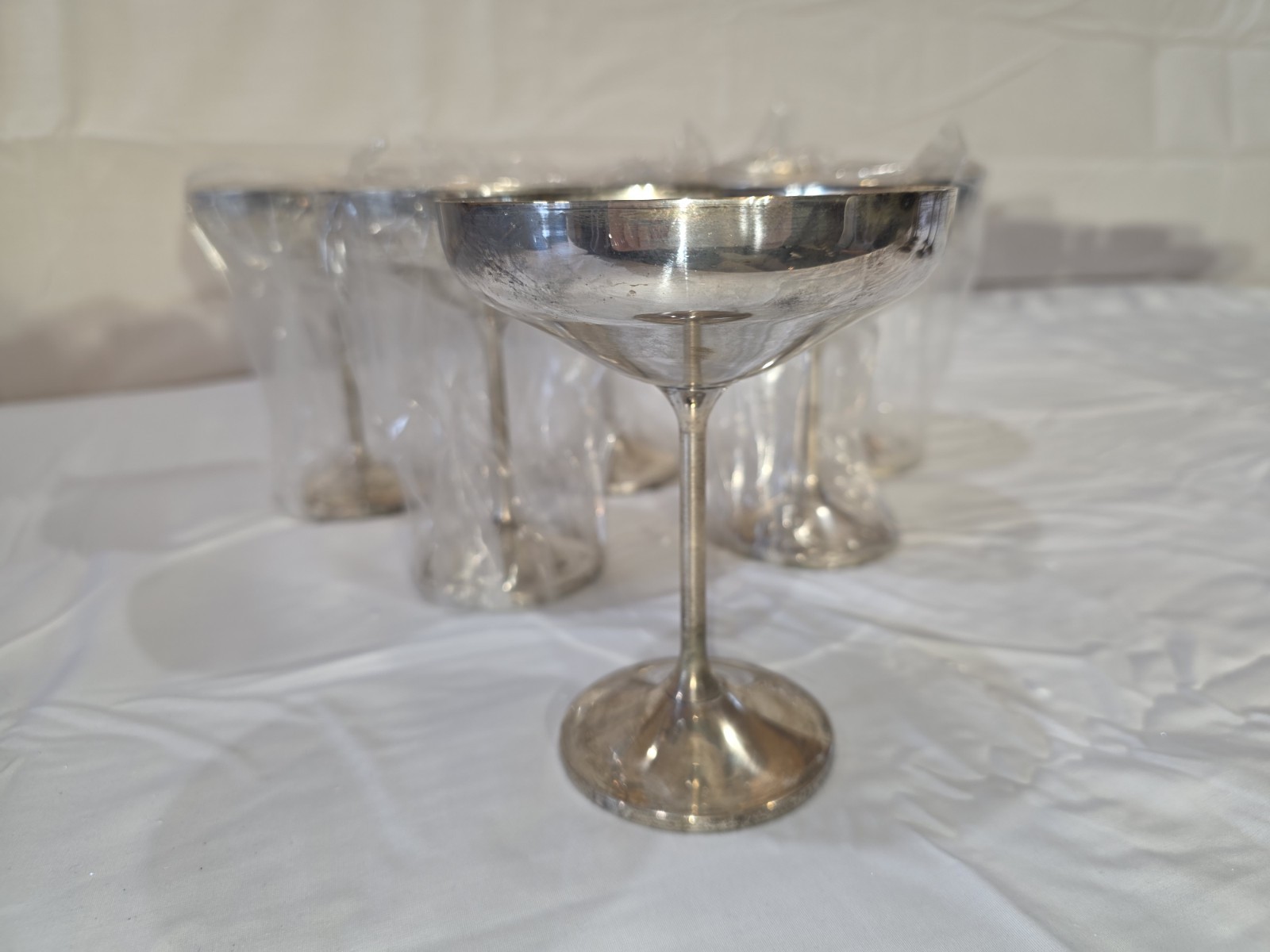 UMOS Silver Champage/Dessert Goblet Set, NO EPB mark, rare