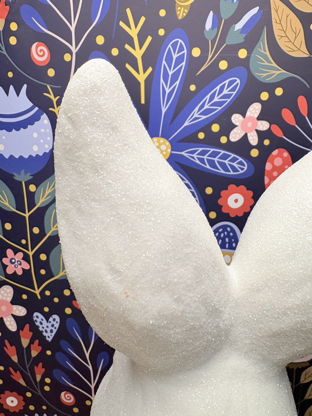 Large 25” Blow Mold Bunny Rabbit W/ Velvet Lavender Ribbon And Glitter Coating