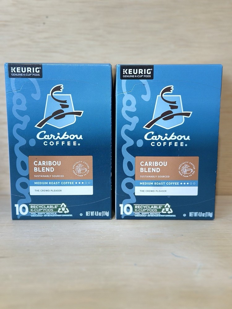 Lot 2-Caribou Coffee 10 Count  Ea-Medium Roast K-Cup Exp 6/26
