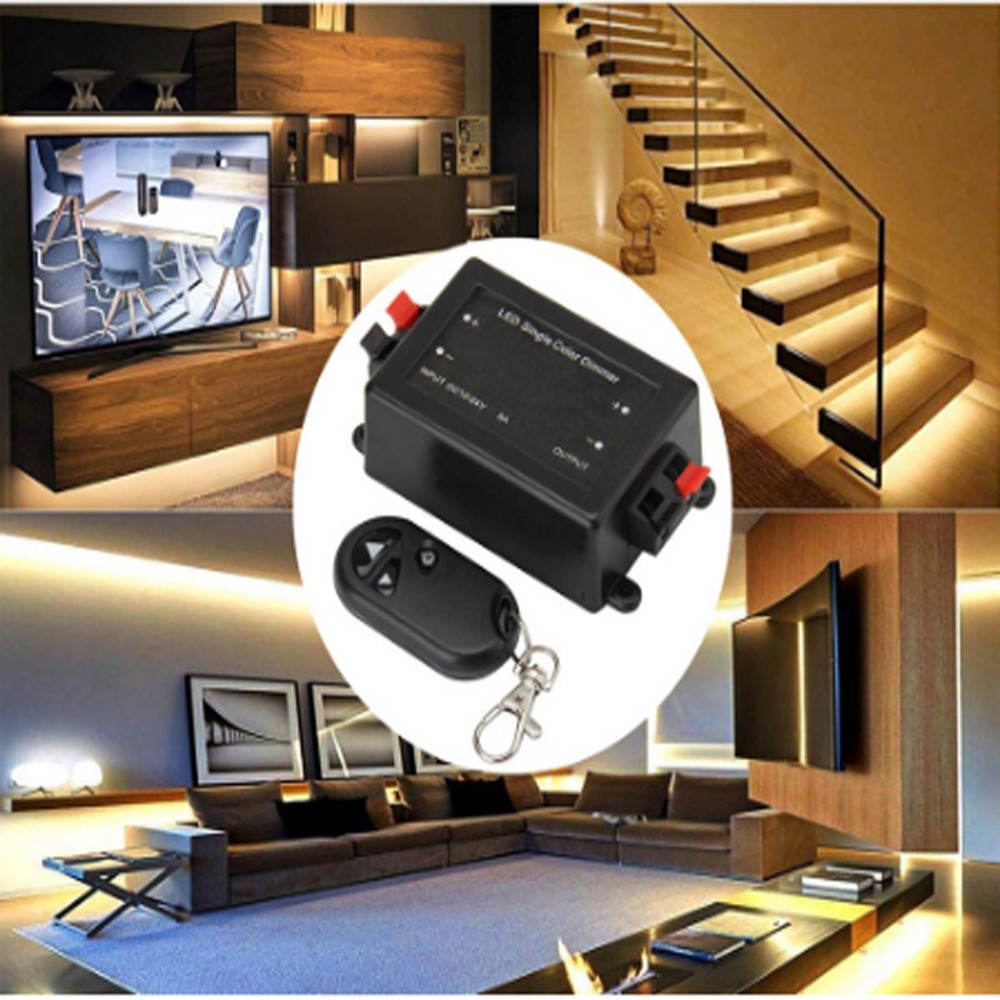 LED Light Dimmer 8A RF 433Mhz Wireless Remote Brightness Controller DC 12V~24V