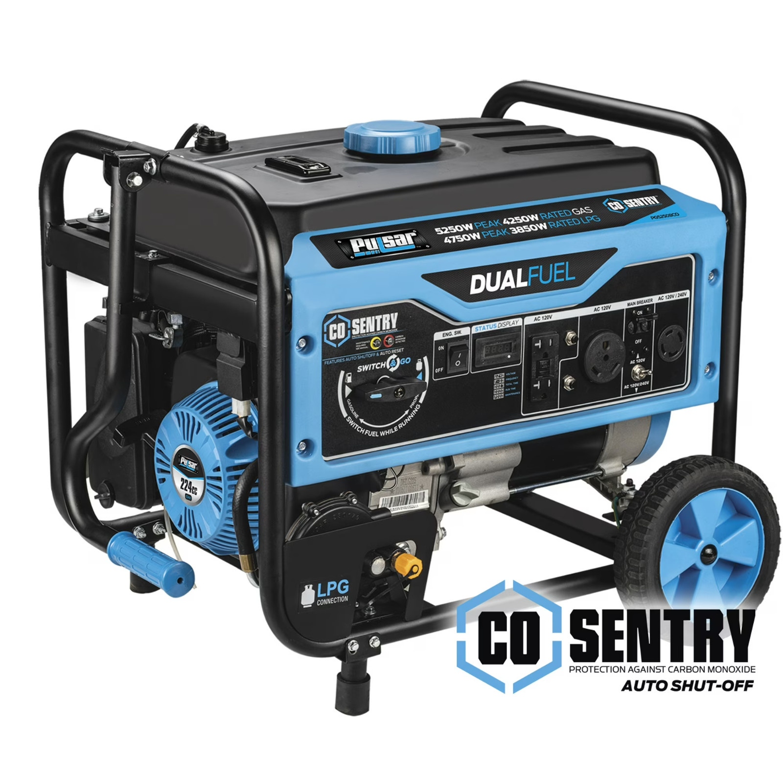Pulsar 5,250-Watt Dual Fuel Portable Generator with CO Sentry