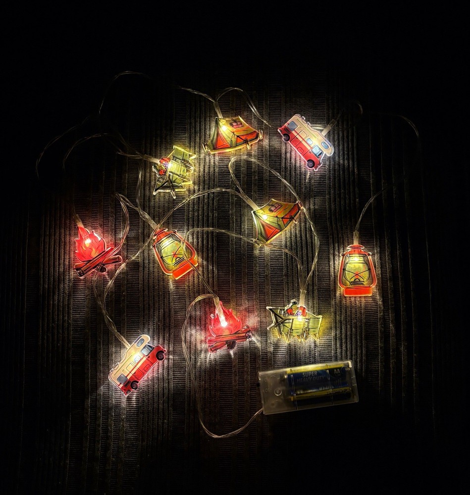 Camping String Lights X2 LED Lights Camper Tent Lantern Camp Fire 79” Battery