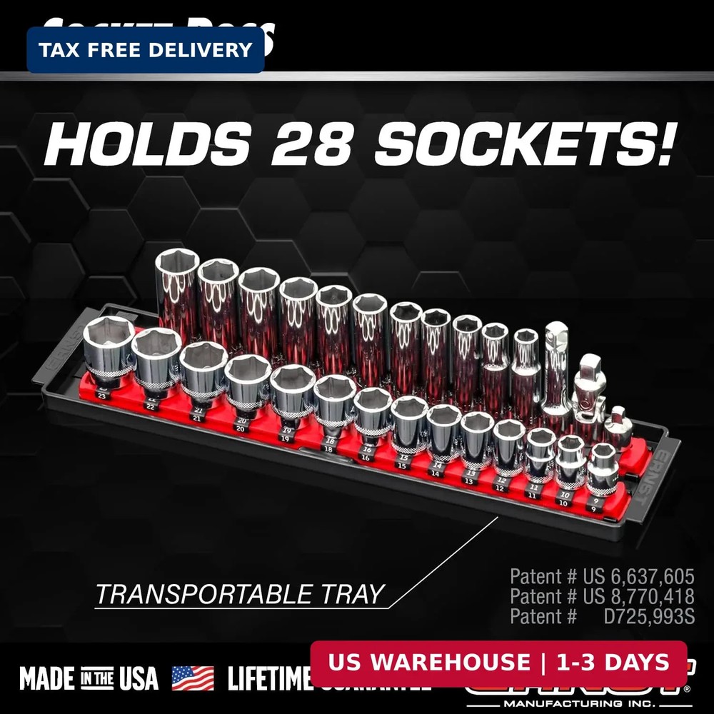 Ernst Mfg. 8493 RD Socket BOSS Tray High-Density System with (2) Red 13" Socket