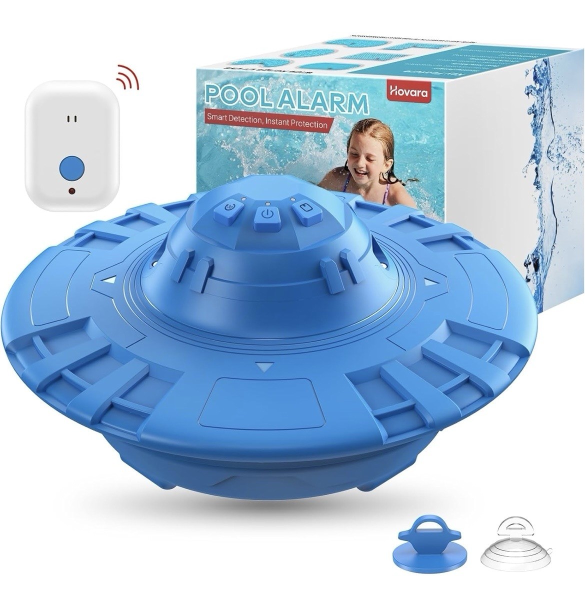 Hovara Floating Pool Safety Alarm Loud 110dB for Inground Above Ground Pool Blue