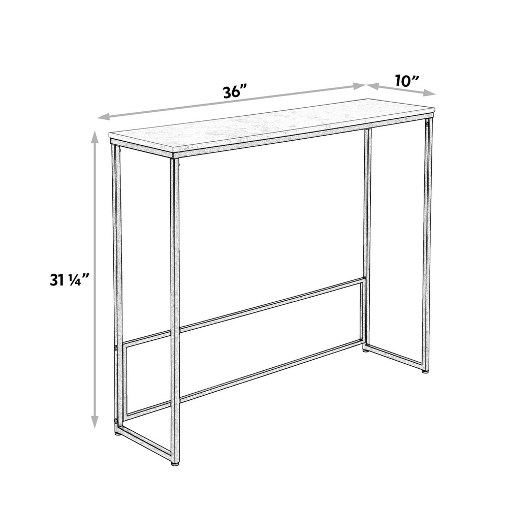 Sleek Console Table W/ Marble Stone Top Compact Entryway Table