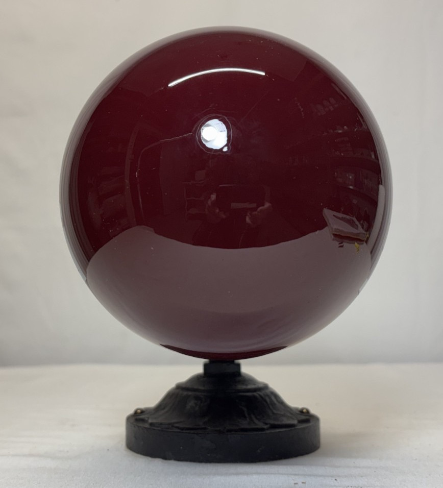 Vtg Exit Glass Light Globe Wall Sconce Cast Iron Fixture Art Deco Shade USA #L61