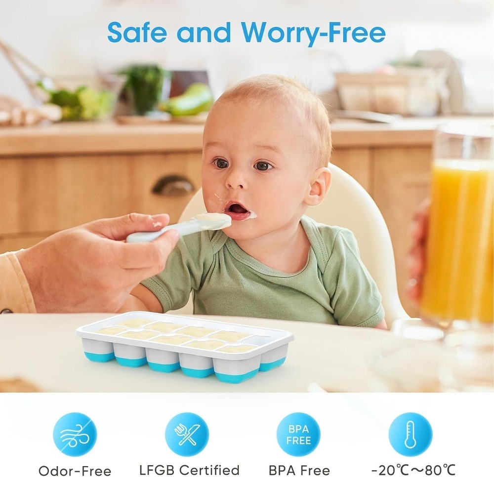 Elegantly Stackable Blue Silicone Ice Cube Trays with Easy-Pop Release - 4 Pack