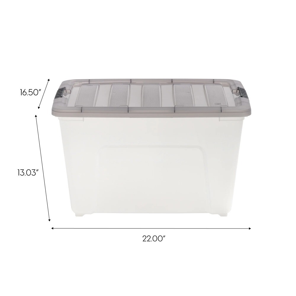 53 Qt. Plastic Storage Bins with Lids, Clear, Latching, Stackable, Totes 5Pk