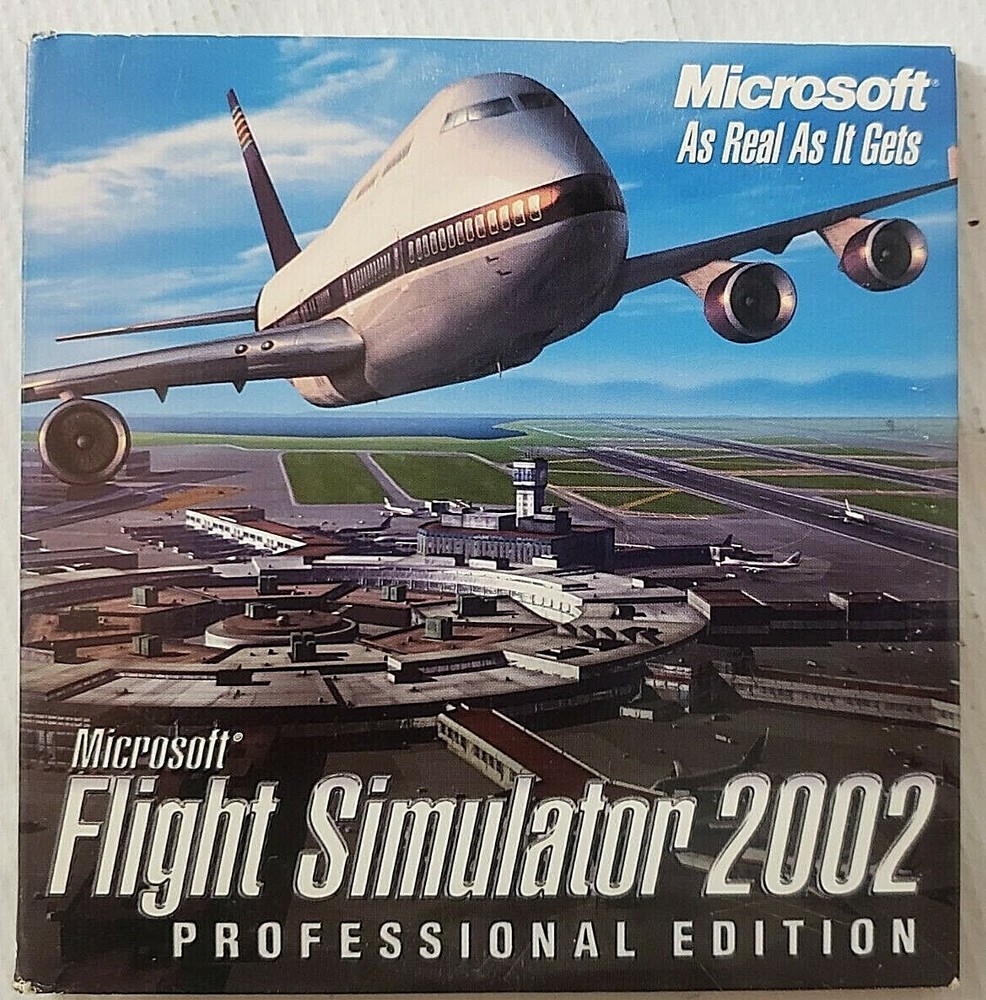 VINTAGE Microsoft Flight Simulator 2002 As Real As It Gets ~ 3 Disk Set