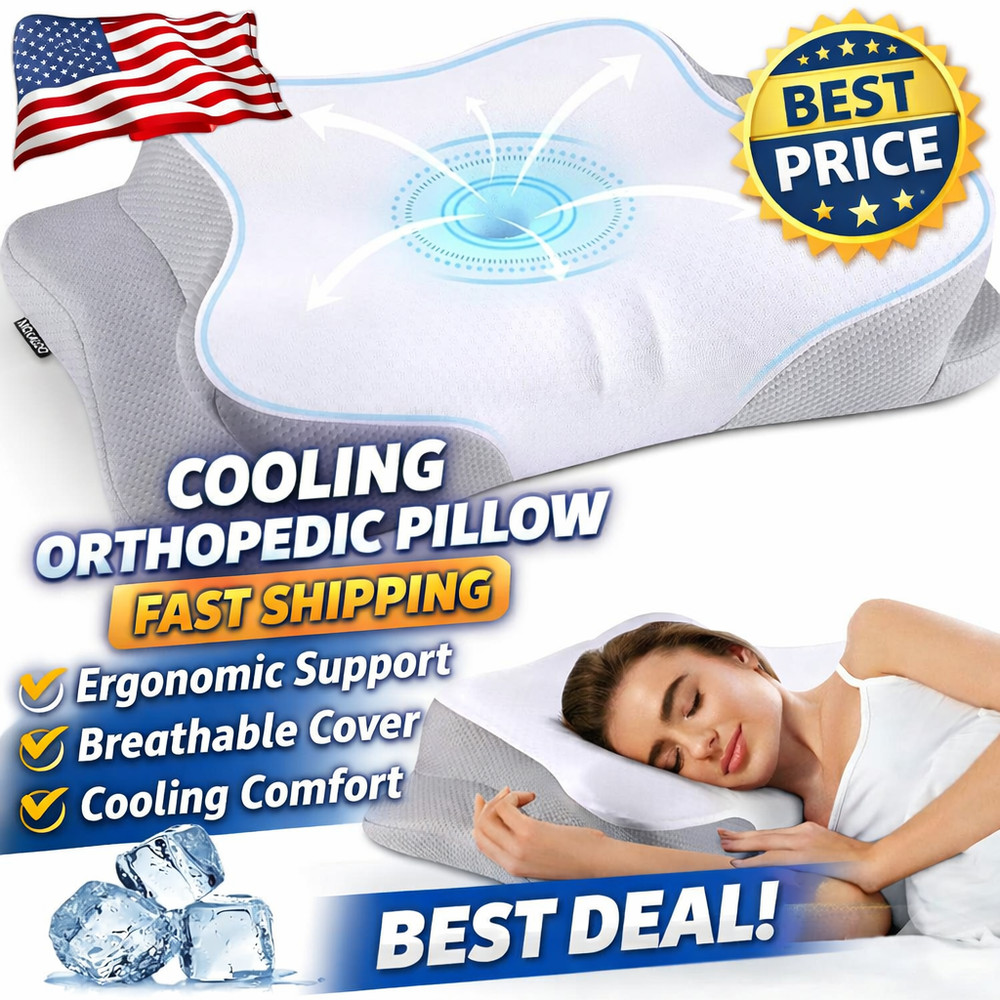 Cooling Cervical Neck Pillow Ergonomic Memory Foam for All Sleepers