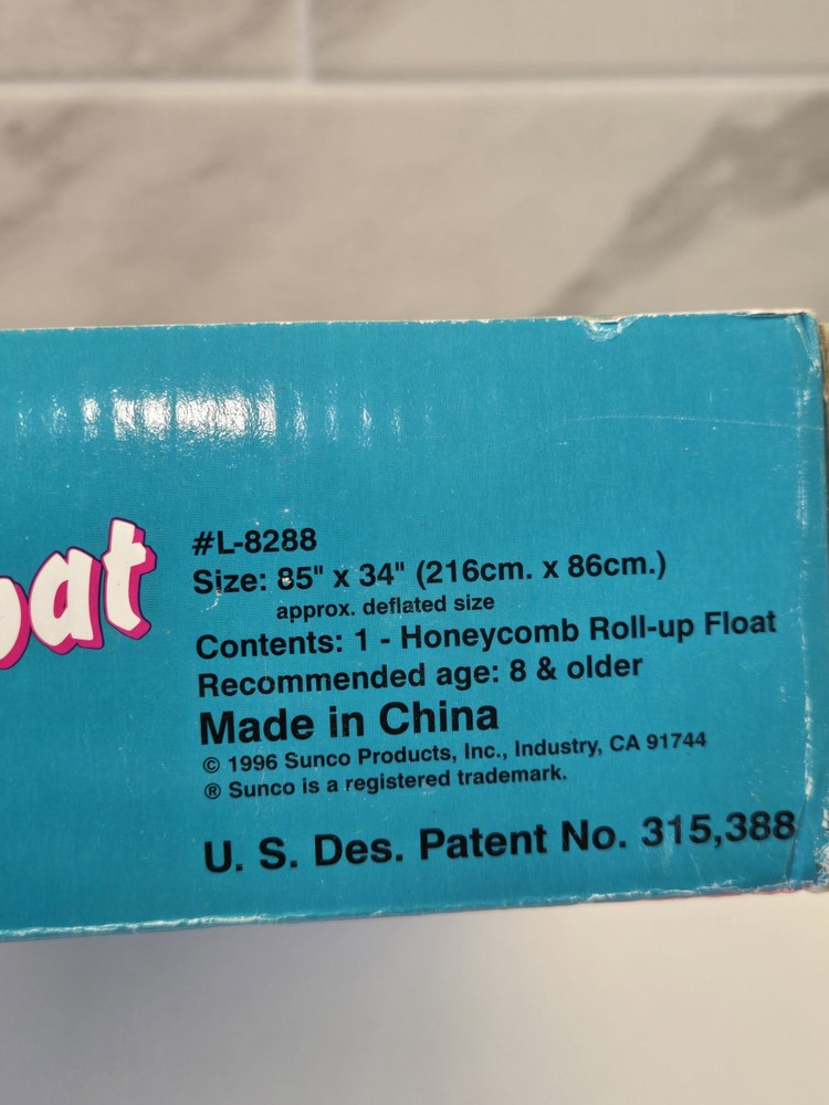 Vintage 1996 Sunco Honeycomb Roll-up Float Pool Float L-8288