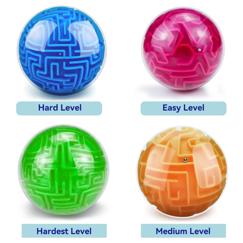 2 Pack 3D Maze Puzzle Ball - Brain Teaser Game, Gravity Memory Cube - Educati...