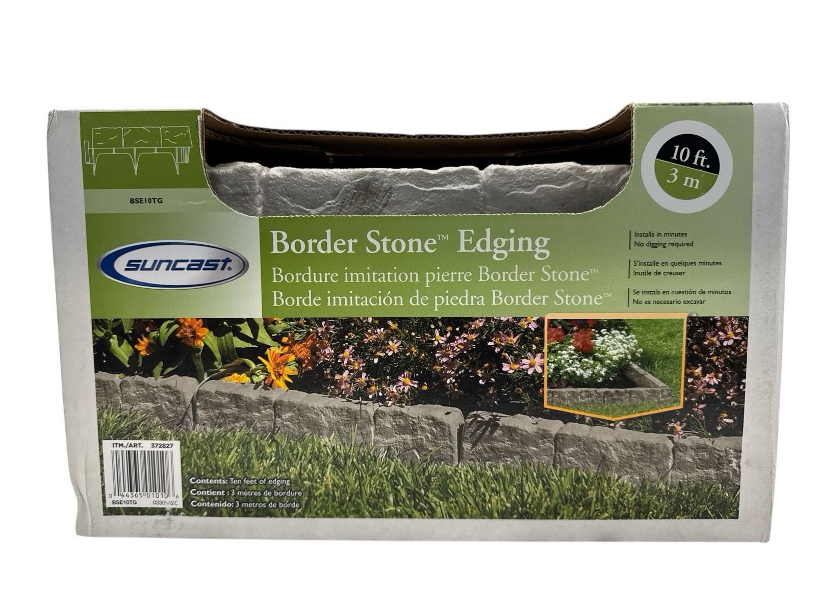 Suncast 10 Ft Pound In Landscape Edging Stone Color BSE10TG New