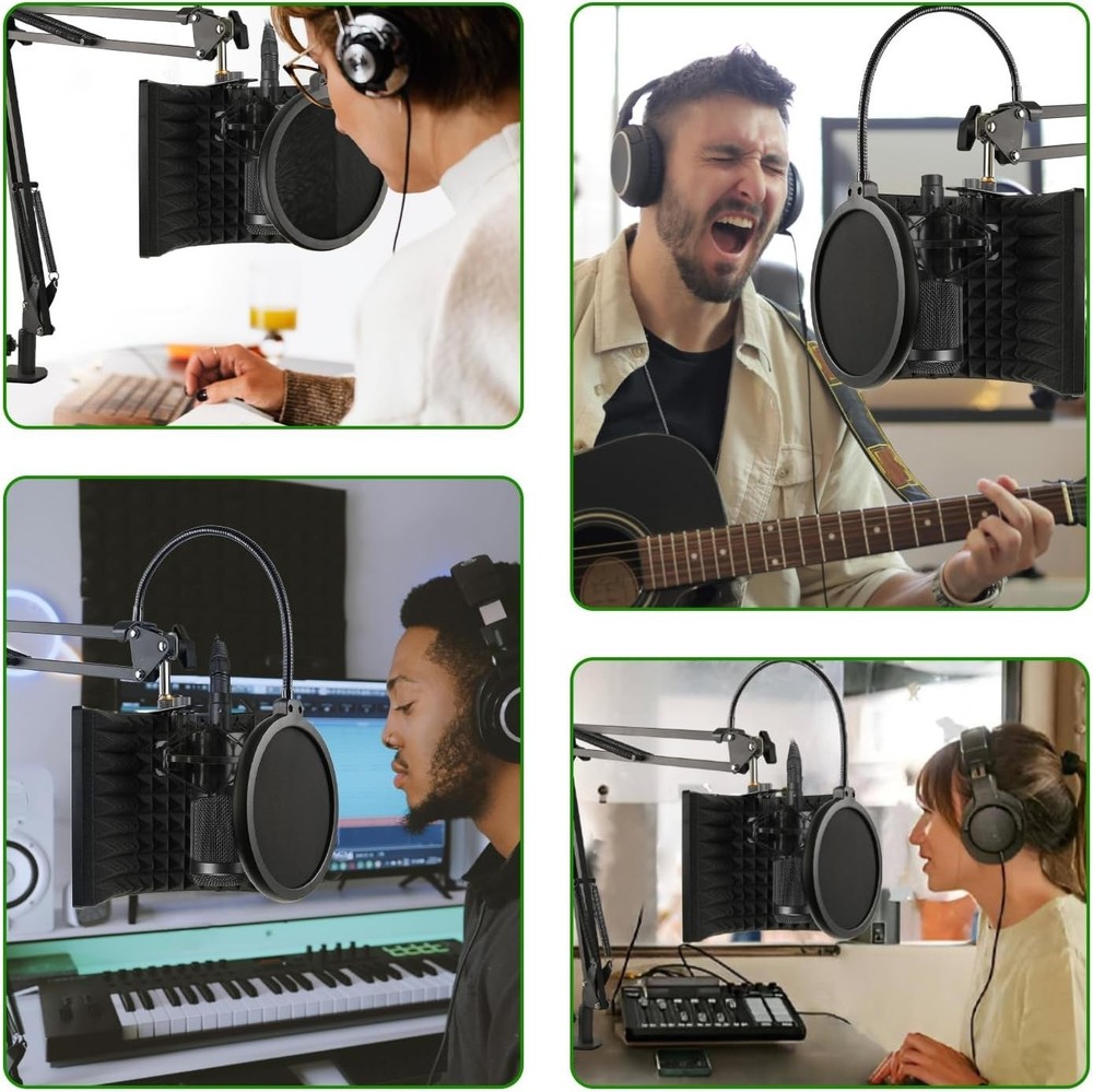 Compact Sound Absorbing Foam Shield for Microphones – Portable & Versatile Setup