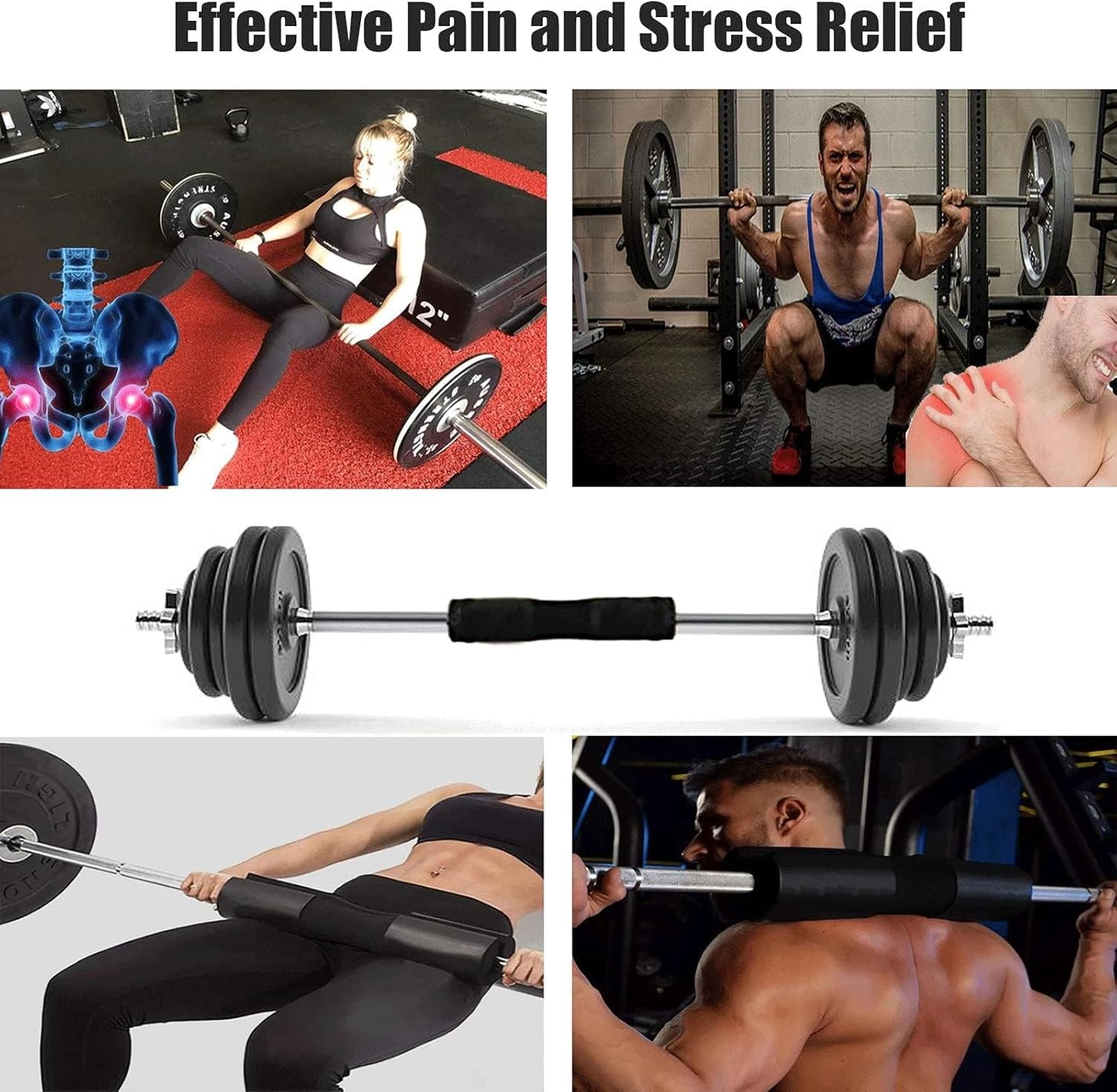 Squat Pad - Foam Barbell for Squats Cushion, Lunges & Bar Padding Black