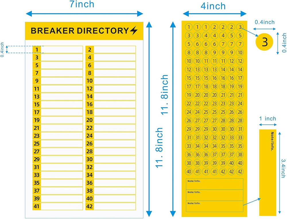 16 Sheets Breaker Panel Labels Electrical Box Sticker Numbers Breaker Panel Labe