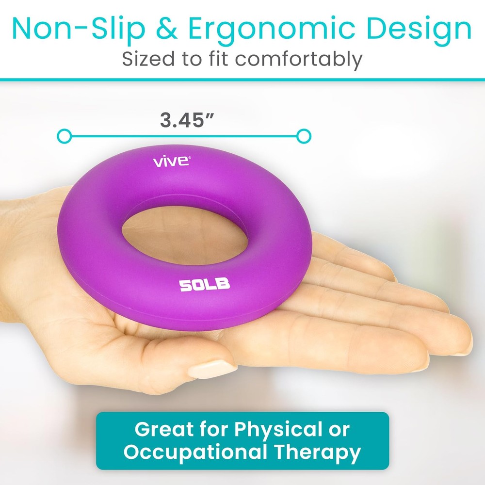 Vive Hand Strengthener Grip Ring (4 Pack) - Forearm Multicolor