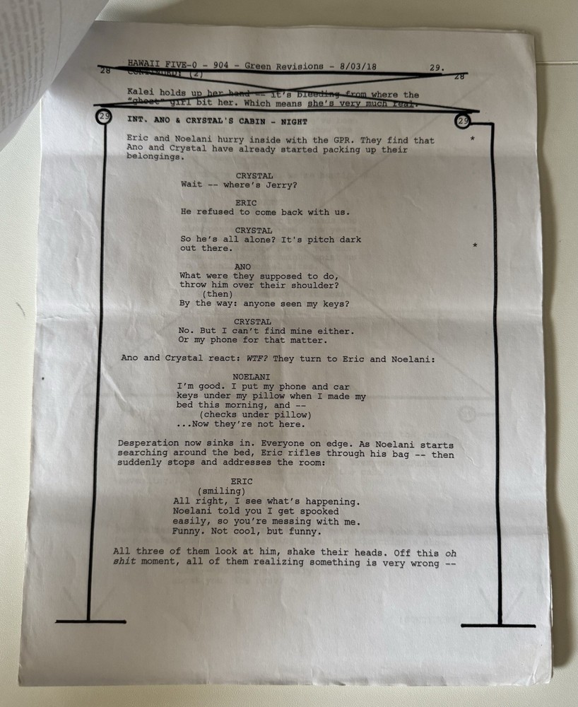 Hawaii Five-O Call Sheets With Script Segments