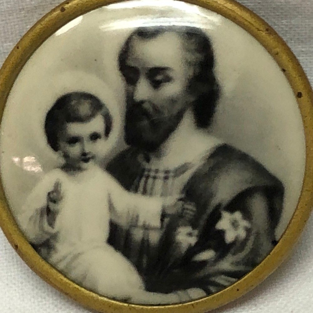 Vintage Religious St Joseph Pin Back Button