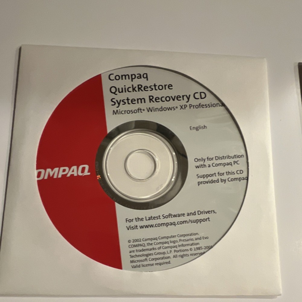 Compaq Notebook Series Manuals & CDs Windows XP Pro Norton Internet Security
