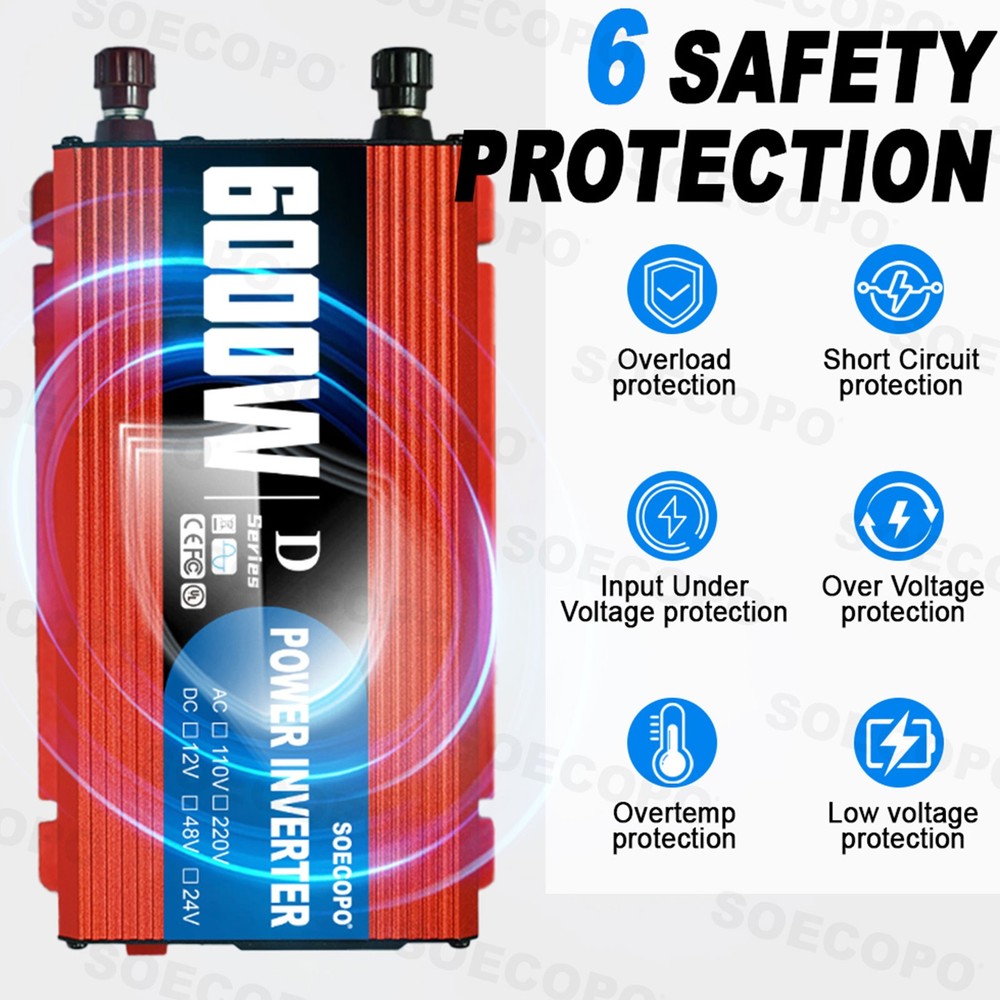 SOECOPO 6000W Solar System Kit Flexible Panel 100A Controller, 12V DC to 110V