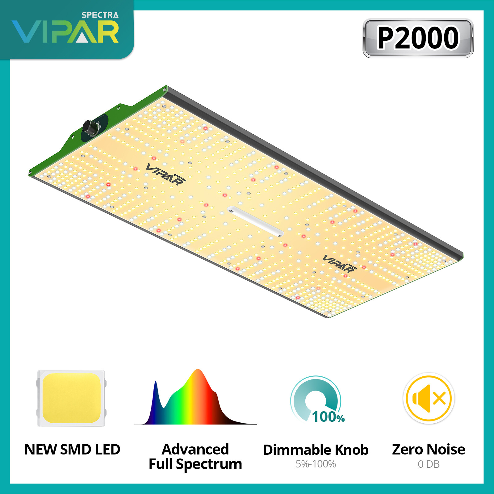 VIPARSPECTRA NEW P2000 LED Grow Light Full Spectrum Indoor Plants Hydroponics IR