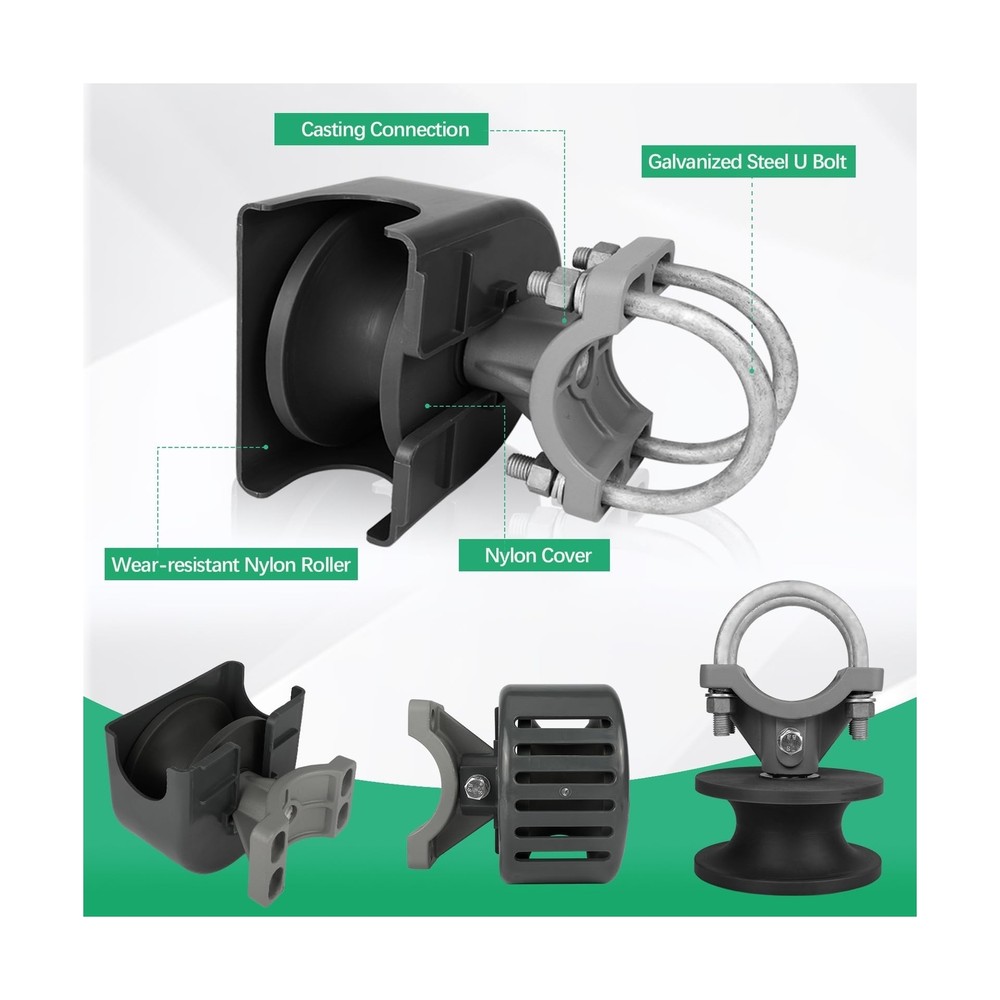 Nylon Cantilever Roller, 2-3/8"(2-1/2") Round Gate Frame 4" Round Post Chain ...