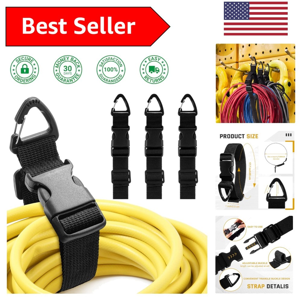 Heavy Duty Adjustable Extension Cord Organizer - 3 Pack for Efficient Garage Use