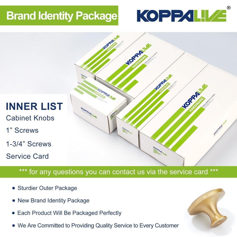 5-Pack Solid Brass Cabinet Knobs, Round Gold Knobs for Dresser Drawers, Brush...