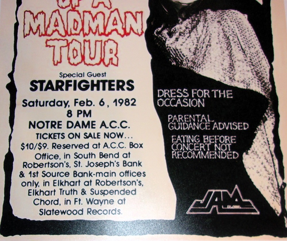 Ozzy Osbourne 1982 Tour St Louis MO Promo Black Sabbath Poster 19"x13" 2/6/82