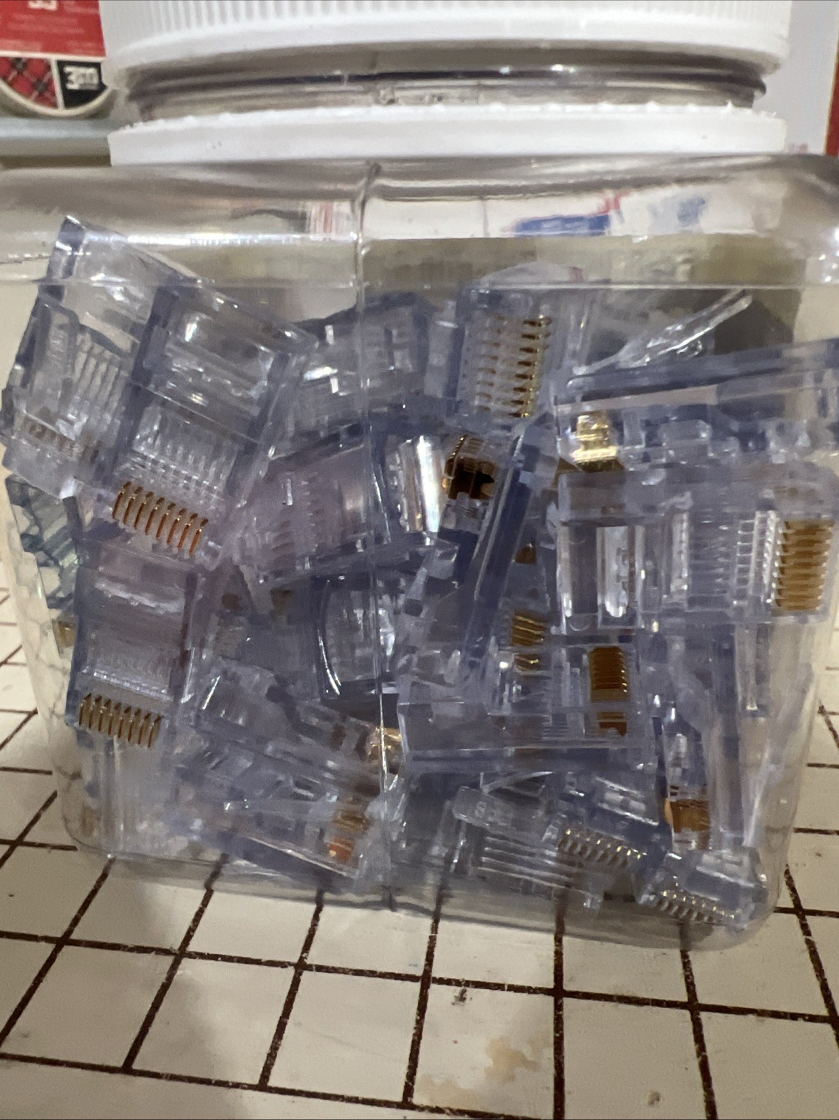 LOT OF 70 PLATINUM TOOLS CAT5/5e Connectors In Jar FACTORY SEALED Clear EZ-RJ45