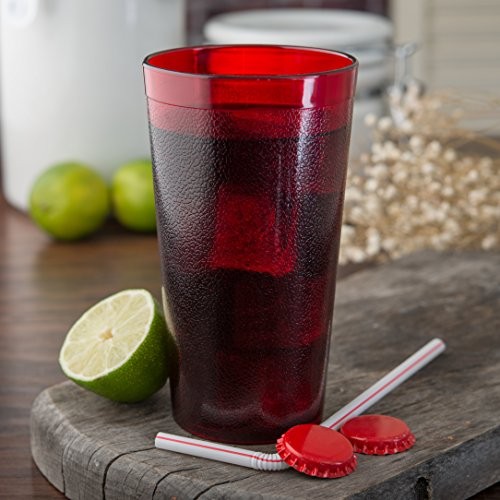 CFS 52168110 Stackable ShatterResistant Plastic Tumbler, 16 oz., Ruby (Pack of