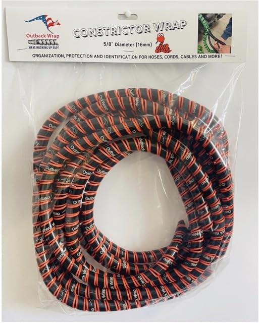 Outback Wrap Constrictor | Hose Protector & Tagging Wrap 16mm x 20ft Orange