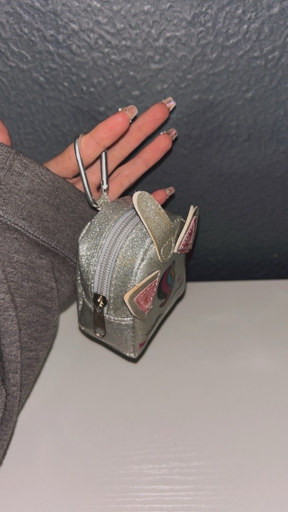 Unicorn Glitter Mini Backpack Kids Silver Pink Multicolor Zip Adjustable Strap